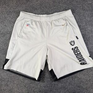Las Vegas Raiders Shorts Mens 35x9.5 White Nike Dri Fit Football NFL On Field